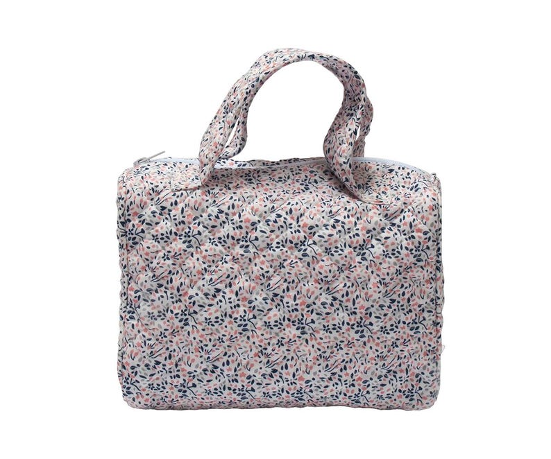 Wickeltasche Tote Bag Stilvolle Reise Geldbörse Satchel Windel, Blumendruck Baumwolle - Set 2 Stück Große und Kleine Wickeltasche Bild 7