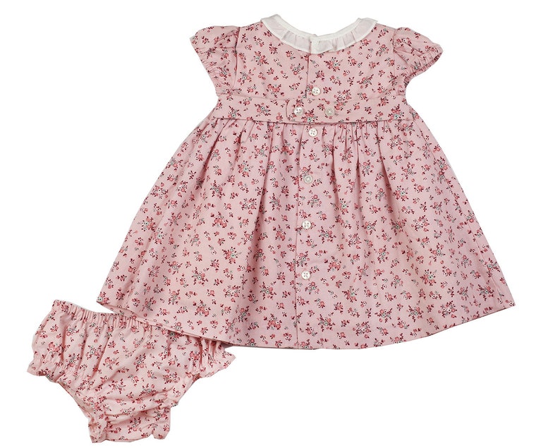 Little Girls/' Pink Floral Hand Smocked Dress