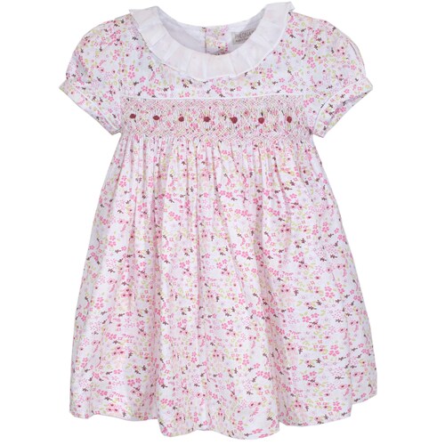 Margotte Blue Floral Handsmocked Girl Dress