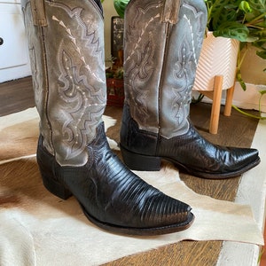 Men's Dan Post Exotics Western Boots Black & Gray Sniptoe Size 9 - Etsy