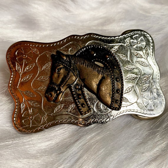 Vintage Horseshoe | Horse | Equestrian Belt Buckl… - image 1