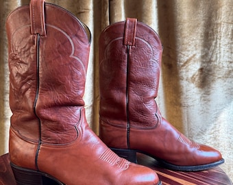 Vintage Men’s Tony Lama Cowboy Boots | Brown Tan, Sz 11 EEEE Western
