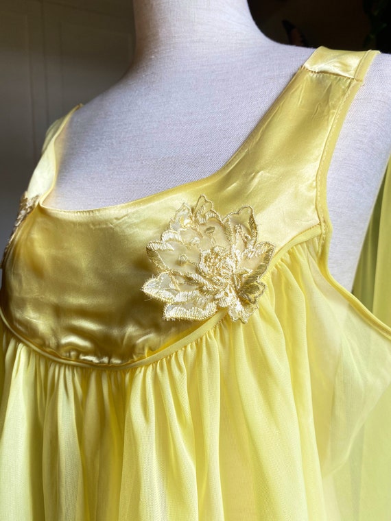 Vintage Canary Yellow Nightgown, 1950s 1960s, Sle… - image 7