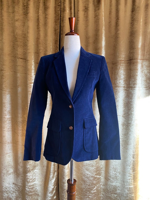 Vintage Corduroy Blazer, Navy Blue,