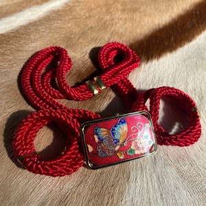 Vintage Chinese Cloisonné Rope Belt | Butterfly | M-L - Etsy display picture 2