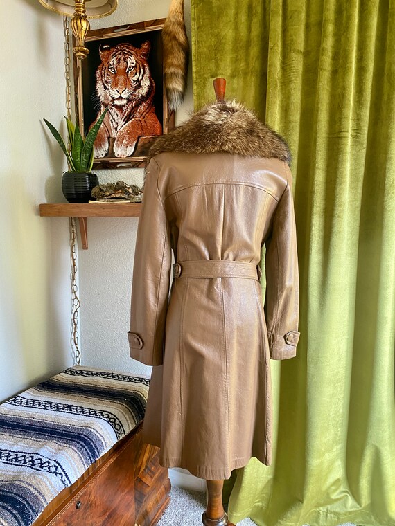 Vintage Trench Coat, Ultra Plush Fox Fur Collar, … - image 5