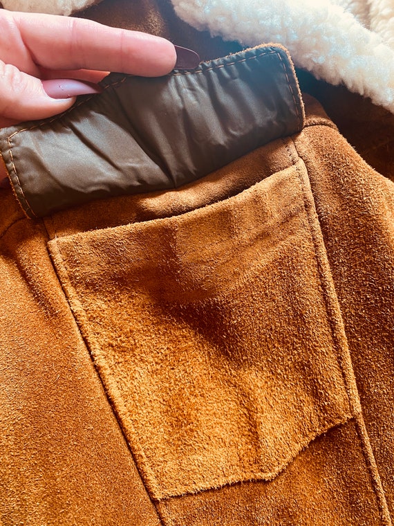 Men Brown Shearling Jacket | Shearling Collar Brown Jacket