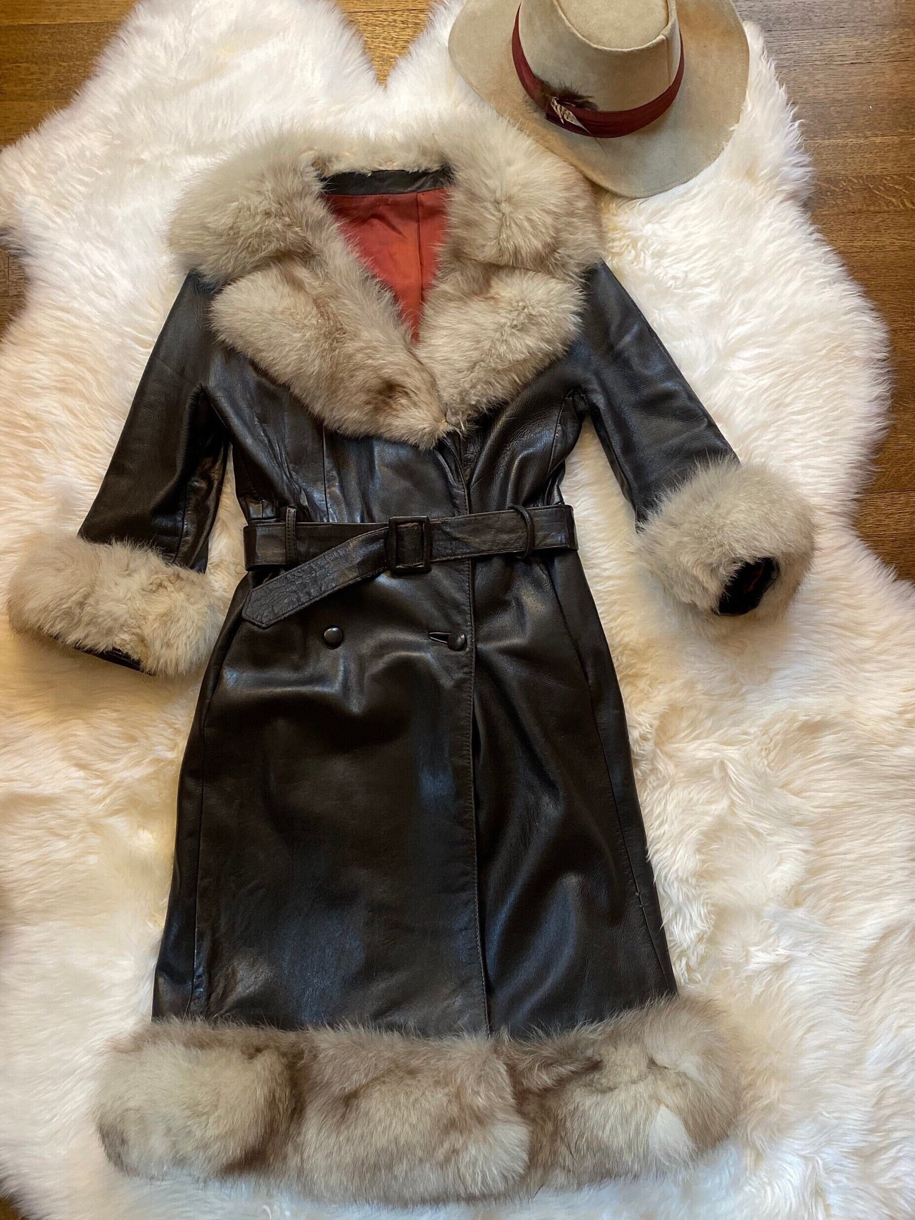French Rabbit Tan Fur Coat Jacket - Ruby Lane