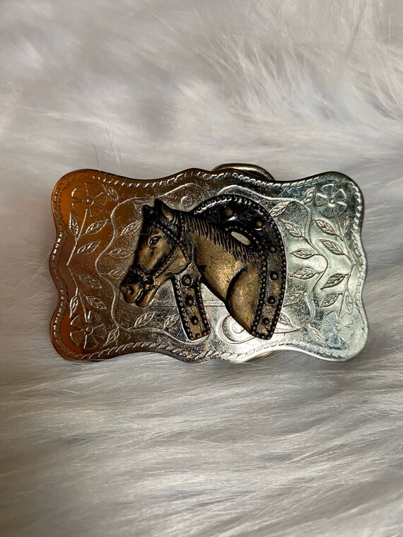 Vintage Horseshoe | Horse | Equestrian Belt Buckl… - image 4