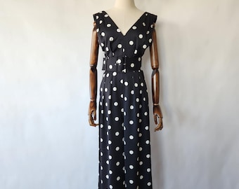 tailleur pantalone vintage Y2k (anni 2000) a pois bianchi e neri - taglia piccola