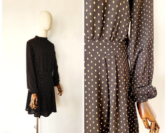 vintage Y2K black and white polka dot mini dress - medium