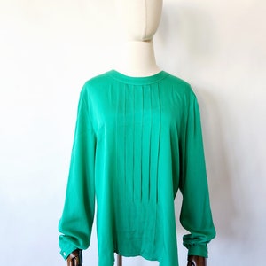 vintage 1990s green long sleeve blouse - medium