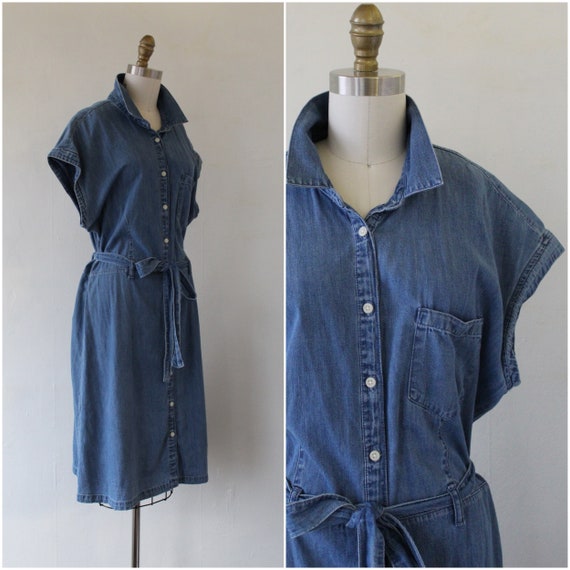 vintage 1990s GAP blue jean denim dress