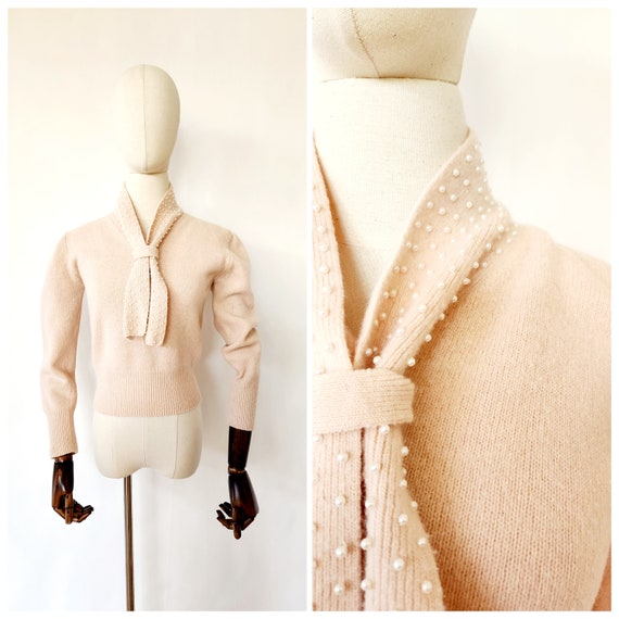 vintage 1980s pink lambswool and angora / rabbit … - image 1