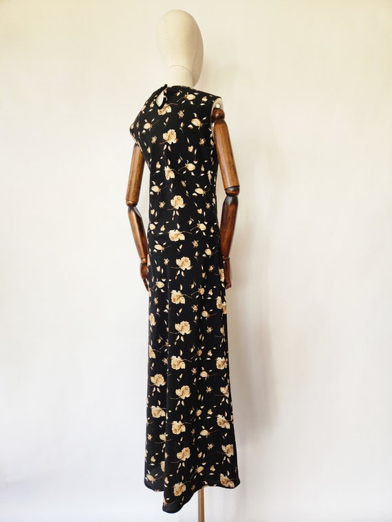 vintage 1990s black floral midi dress - medium - image 8