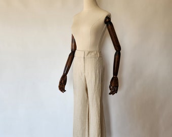 Vintage Ann Taylor Linen Khaki Pants – 1990s Wide Leg Petite