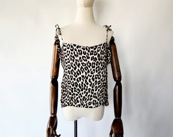 vintage 1990 / Y2K leopard print women's cropped camisole - x large
