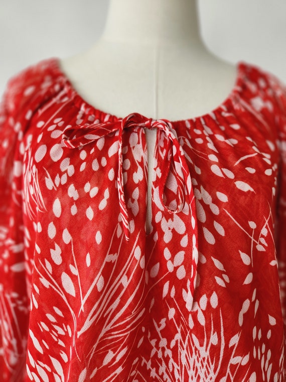 vintage 1970s floral red and white print dress 70… - image 4