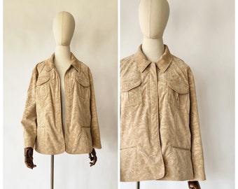 vintage 1990s / 2000s light brown monochromatic floral taperstry blazer / jacket - x large