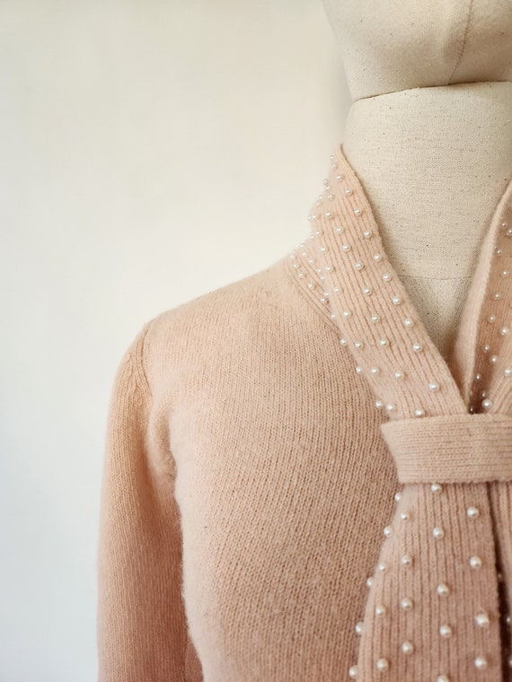 vintage 1980s pink lambswool and angora / rabbit … - image 2