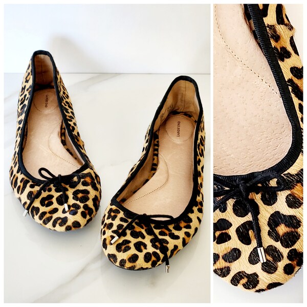 vintage Y2K leopard / ballerina flats / ballet shoes - Lands' End US size 10B / UK size 8