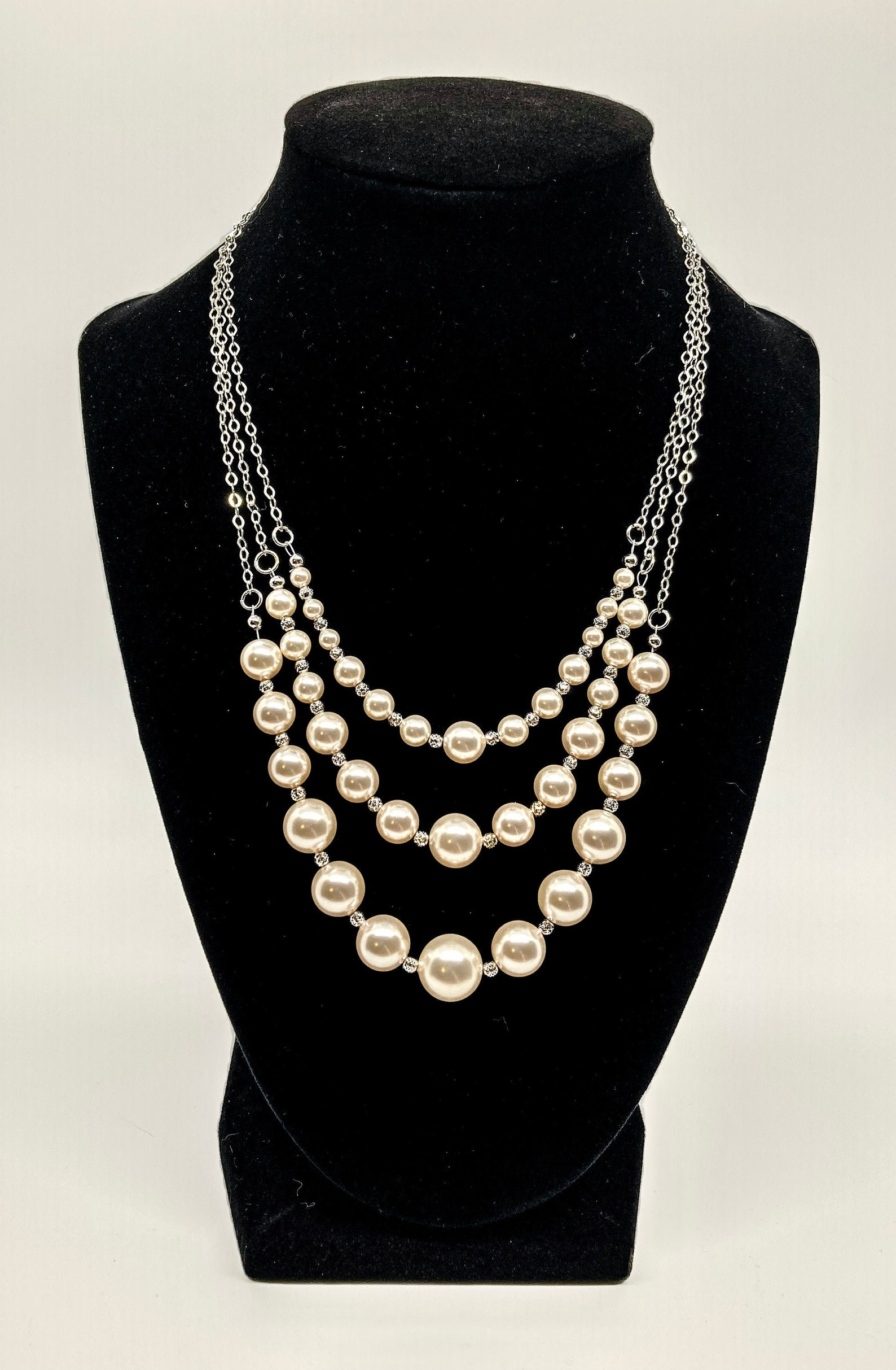 Crystal Pearl 3 Strand Necklace Wedding Prom Special Occasion Etsy