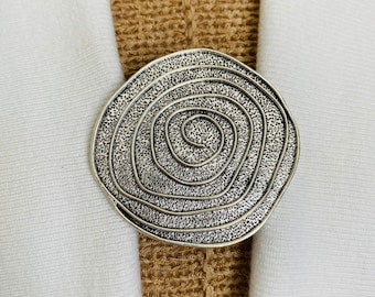 Silver Spiral Medallion Cardigan Clasp Minimalist Sweater Clip Vortex Sweater Clips Jewelry Gifts for Her by Fabulici