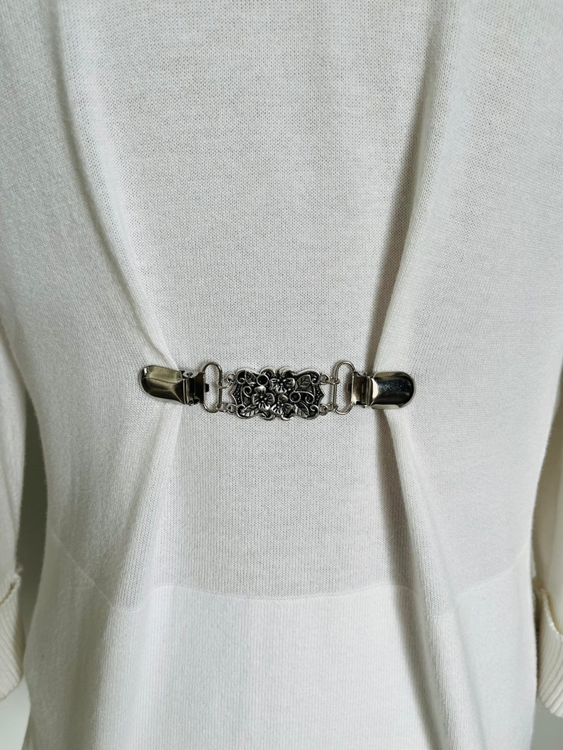 Dress Clips Silver Cinch Clip Cardigan Clip Floral Waist Clip Etsy