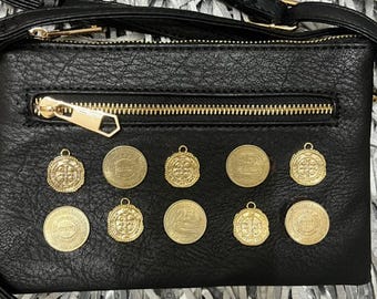 Black Crossbody Purse Vegan Leather Wristlet Gold Coin Charm Bag Casino Purse Party Dressy Evening Bag Vegas Unique Gift for Her by Fabulici
