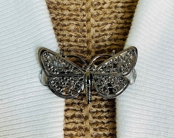Sweater Clips Butterfly Sweater Clip Cardigan Clasp Scarf Fastener Collar Clip Dress Clip Filigree Jewelry Birthday Gift for Her by Fabulici