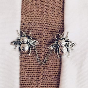 Sweater Clips Bumble Bee Silver Sweater Clip Chains Honey Bee Collar Pins Collar Chain