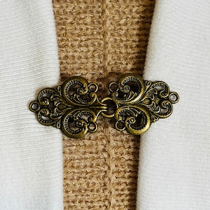 Sweater Clips Bronze Celtic Cardigan Clasp Brushed Gold Sweater Clip Cosplay Clips Cloak Clasps Gifts for Her by Fabulici