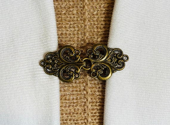 Sweater Clips Bronze Celtic Cardigan Clasp Brushed Gold Sweater Clip  Cosplay Clips Cloak Clasps Gifts for Her by Fabulici