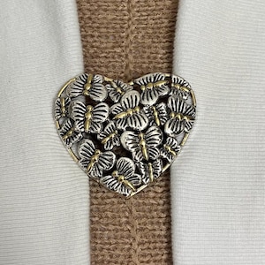 Sweater Clips Butterfly Heart Cardigan Clasp Gold Silver Sweater Clip Pashmina Clasp Sweater Guard Fastener Jewelry Gift for Her by Fabulici
