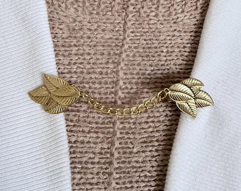 Fermagli per maglione con foglie, chiusura per cardigan, fermaglio per maglione giallo oro, fermaglio per vestito con foglie, fermaglio per mantello, catena floreale, gioielli, regalo di compleanno per lei, favoloso