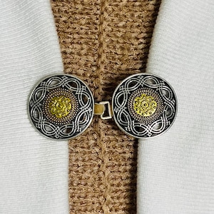 Sweater Clips Medallion Celtic Sweater Clip for Cardigan Clasp for Kimono Clips Handcrafted Unique Christmas Gift for Her by Fabulici