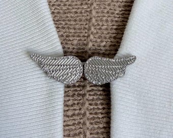 Sweater Clips Angel Wings Sweater Clip Cinch Clip Silver Cardigan Clasp Silver Dress Clip Shawl Fastener Birthday Gift for Her Fabulici