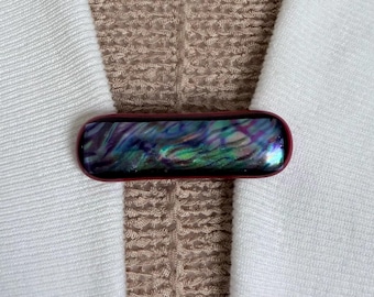 Sweater Clips Cabochon Cardigan Clip Red Sweater Guard Handcrafted Cinch Clip Fused Glass Dress Clip Cloak Clasp Unique Birthday Gift for H