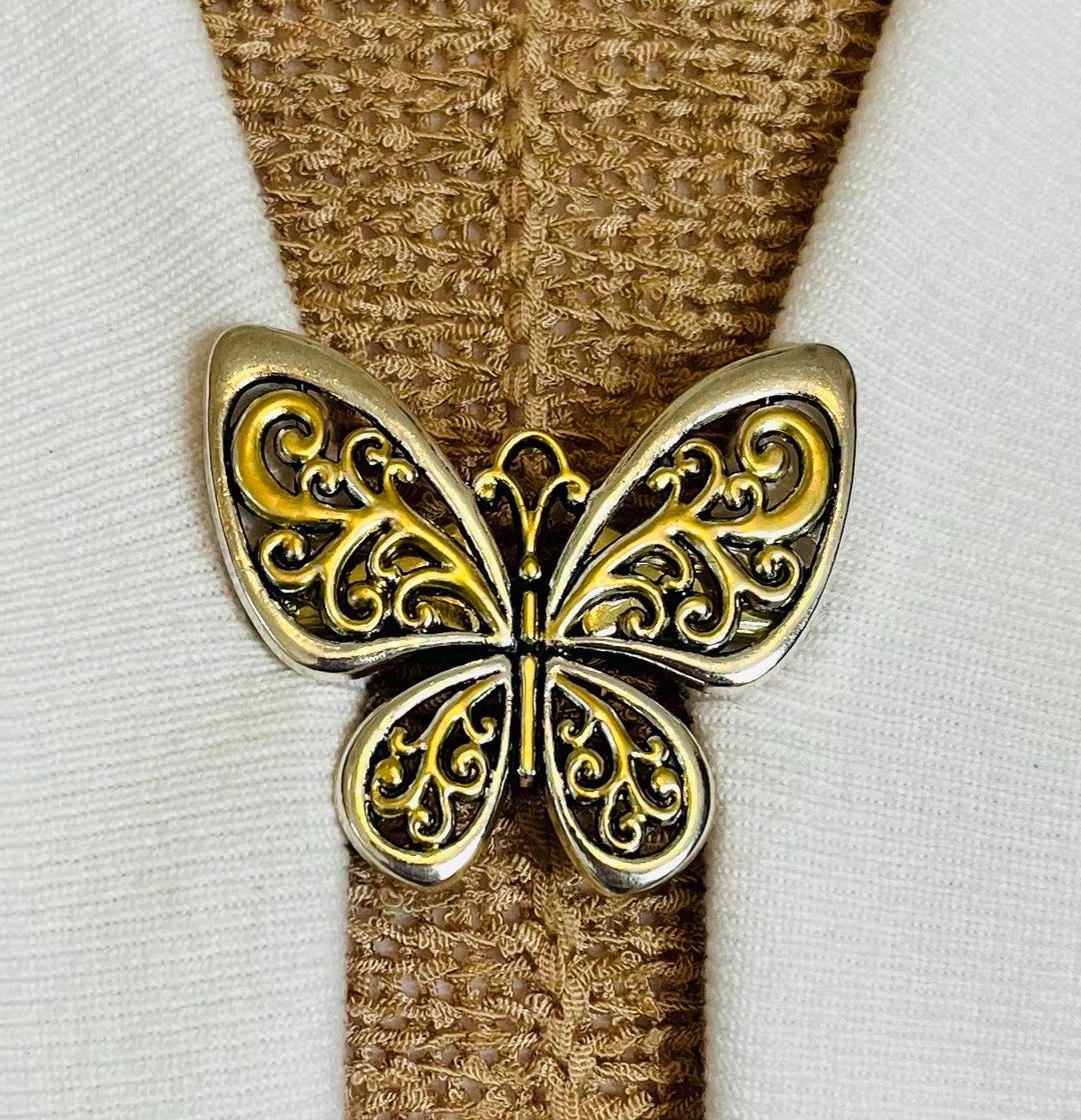 Gold Sweater Shawl Clips - 4 Style Set With Stars, Spiders, Butterflies & Flowers