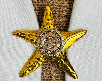 Sweater Clips Starfish Sweater Clip Cardigan Clasp Kimono Clip Star Fish Brooch Coat Clip Steampunk Jewelry Birthday Gift for Her Fabulici