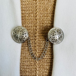 Sweater Clips Celtic Chain Sweater Clip Silver Cardigan Clasp Kimono Clasps Sweater Guard Gift for Mom Gifts for Her by Fabulici