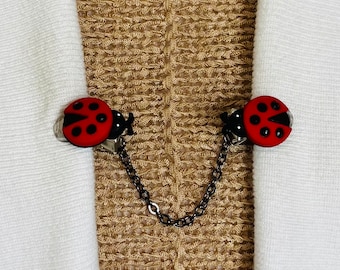 Sweater Clips Beetles Cardigan Clasps Lady Bug Sweater Clip Guards Collar Pins Gift Gifts for Her by Fabulici