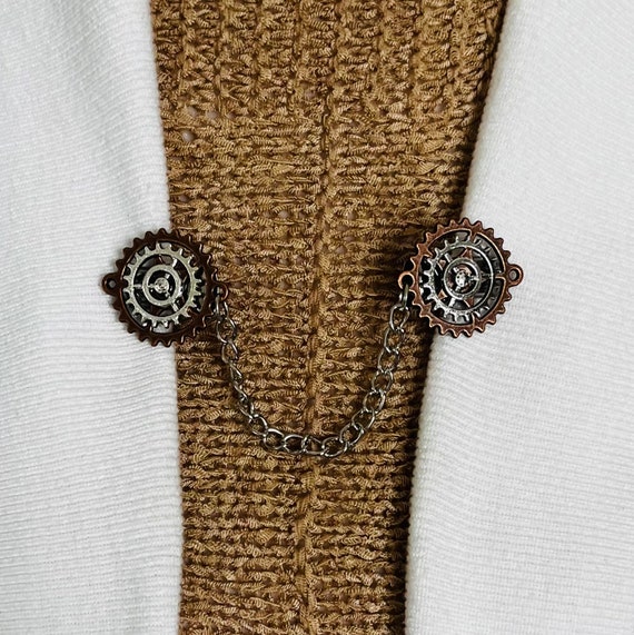 Sweater Clips Steampunk Sweater Clip for Scarf Shawl Clasp for Cardigan Clasp Chain Brooch Cosplay Cloak Fasteners Cinch Clip Gift for Her Etsy