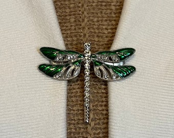 Sweater Clips Green Dragonfly Sweater Clip Dragon Fly Clips Scarf Shawl Clasp Cardigan Clasps Cosplay Clips Cloak Fasteners Gift for Her