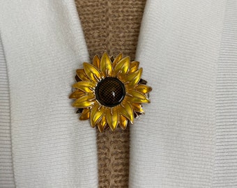 Sweater Clips Yellow Sunflower Sweater Clip Cardigan Clasp Flower Kimono Clasps Cosplay Clips Cloak Fasteners Gifts for Her by Fabulici
