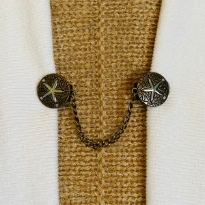 Sweater Clips Bronze Silver Sand Dollar Sweater Clip Cardigan Clasp Chained Dress Clip Sweater Guard Gifts for Her by Fabulici