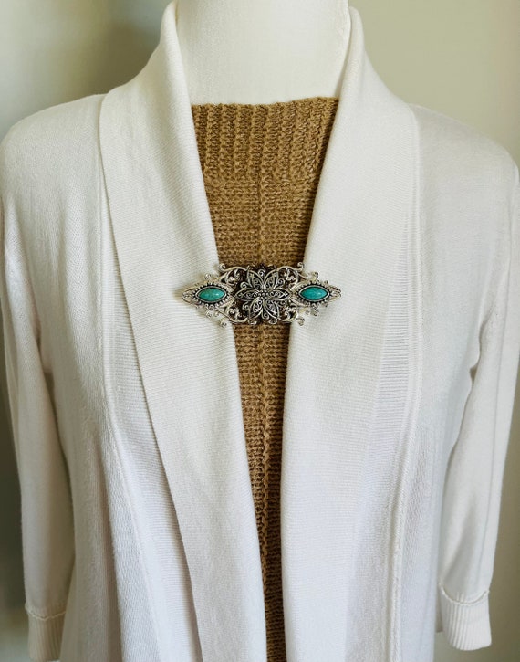 Sweater Clips Flower Cardigan Clasp Silver Sweater Clip Sweater
