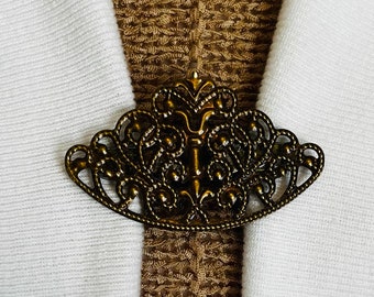 Sweater Clips Bronze Cardigan Clasp for Sweater Clip for Scarf Clip Filigree Cinch Clip Birthday Gift for Mom Gift for Her by Fabulici