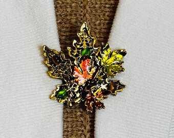 Clips de suéter Vintage Leaf Cardigan Clip para suéter cierre Cinch Clip grande follaje de otoño suéter clip joyería regalos para ella por Fabulici
