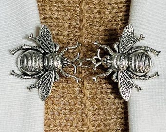 Sweater Clips Bumble Bee Silver Sweater Clip Cardigan Clasp Honey Bee Dress Clip Shawl Clip Kimono Closure Birthday gift for her by Fabulici